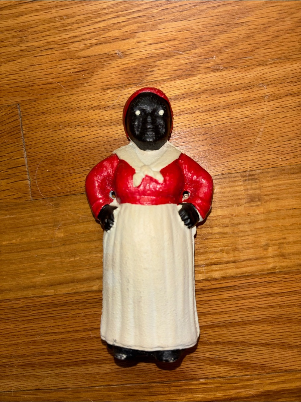 Vintage Style Black Figurine bank in Red and Cream Dress - Home Accent